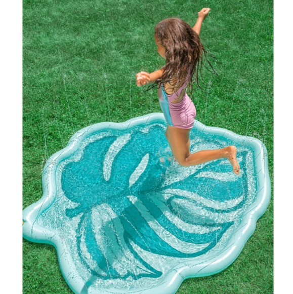 Kids Rare Minnidip Leaf Sprinkler Splash Pad, Tropical Palm Leaf - Picture 1 of 16